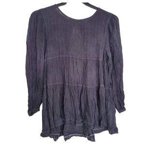 American Eagle Gray Tiered Babydoll Top Boho Feminine Cottage y2k Fairy Med